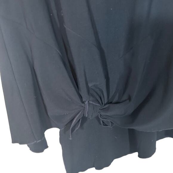 Simpli Black Long Sleeve Tie Front Knot Scoop Neck Long Tunic Blouse Women Sz 8 - Picture 3 of 8